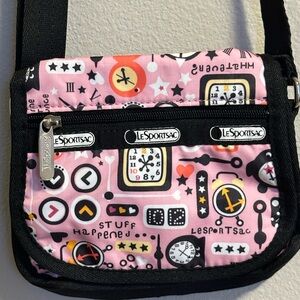 New without tags LeSportsac Mini Crossbody Pink Tick Tic Clock Bag Purse